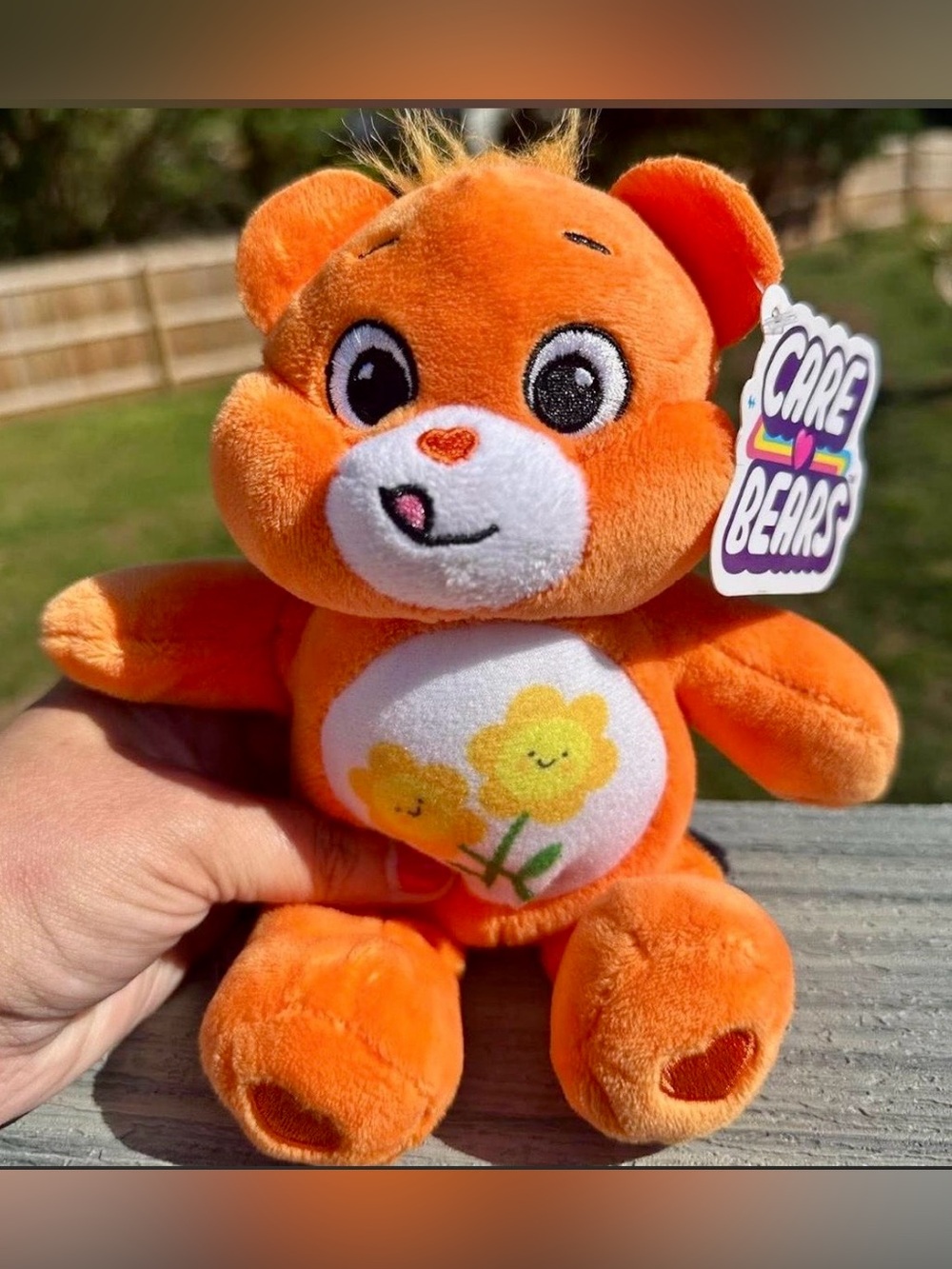 Care Bears Orange Friend Plush Bear - Cute Smiling Belly Badge